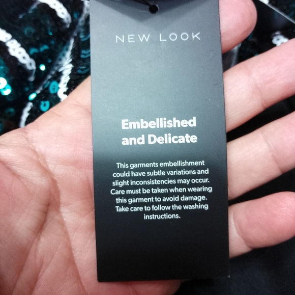 NWT New Look Striped Sequin Mini Dress Long Sleeve Open Back - Picture 7 of 9